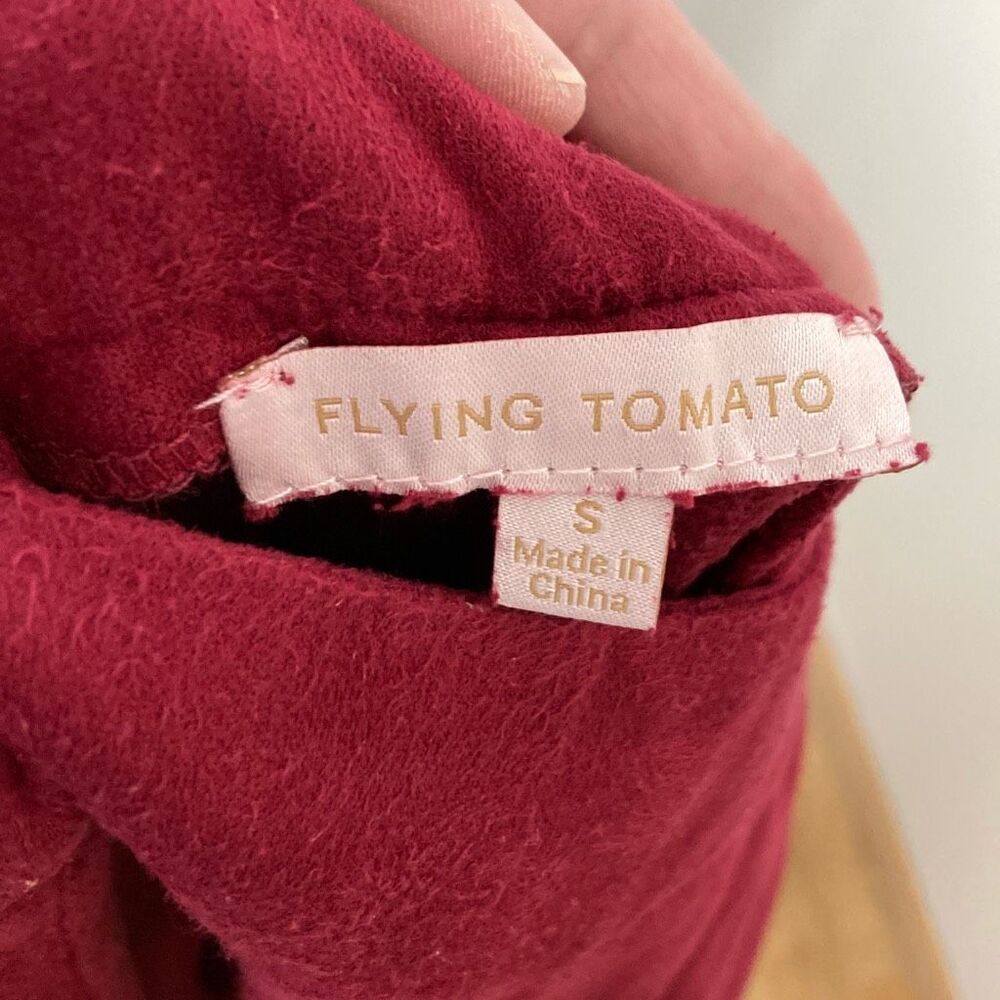 Flying Tomato Burgundy Faux‎ Suede Wide Leg Flared High Waist Pants IP7451 Small - Picture 7 of 10